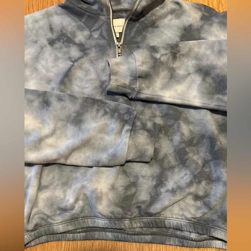 American Eagle Outfitters Gray Quarter Zip-Up Sweater Tie Dye pattern Aerie - Picture 4 of 5